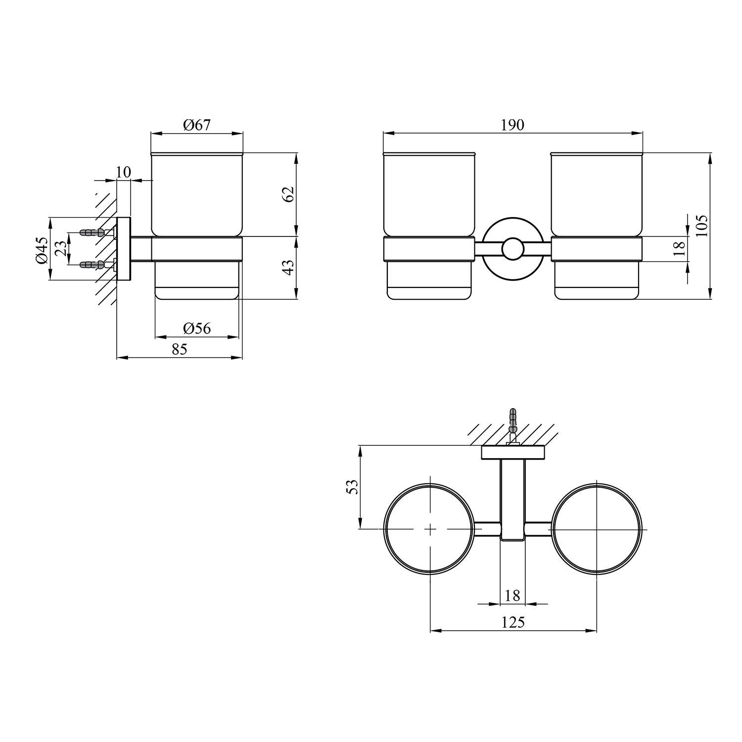 Держатель-стакан для зубных щеток Kroner KRP Edelstahl Klassisch ESG3708 двойной (20651939) - фото 2 Держатель-стакан для зубных щеток Kroner KRP Edelstahl Klassisch ESG3708 двойной (20651939) - фото 2