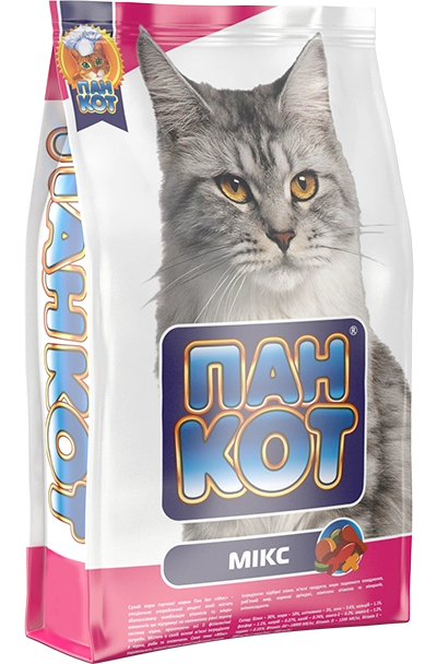 Корм Пан Кіт Мікс сухий повноцінний для котів з вмістом риби/ яловичини/курки 10 кг (40015-10)