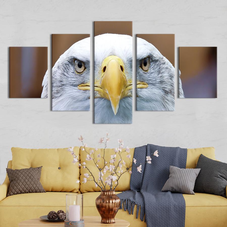 Модульная картина из 5 частей на холсте интерьерная картина Холодный взгляд орла 187x94 см (204-52)
