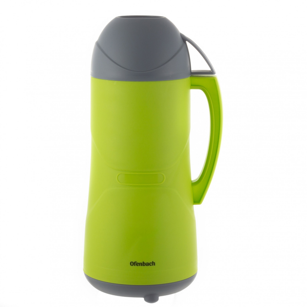 Термос со стеклянной колбой и ручкой Ofenbach KM-101321 из пластика 1000 мл Салатовый (150-84-101321)