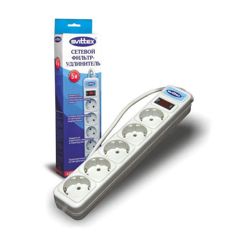 Сетевой фильтр удлинитель SVITTEX SV-003 5 розеток 5 м