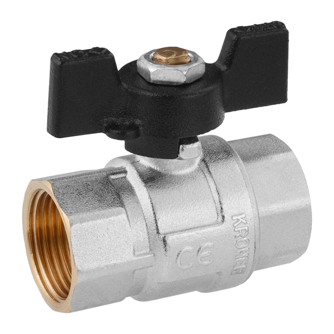 Кран кульовий Kroner ВВ PN40 1" метелик/нікельований (CV033211) - фото 3 Кран кульовий Kroner ВВ PN40 1" метелик/нікельований (CV033211) - фото 3