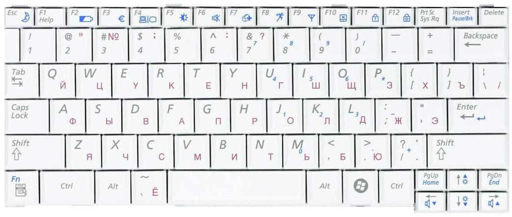 Клавиатура для ноутбука Samsung Q68/Q70 White