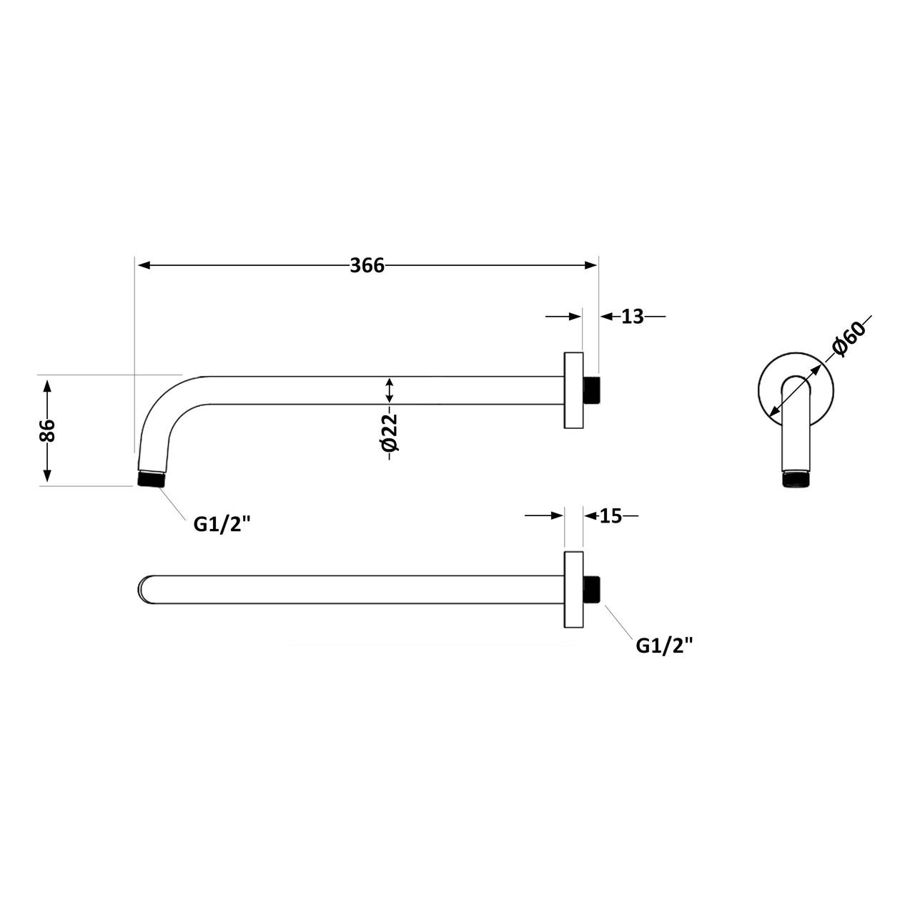Кронштейн для верхнего душа Qtap Trubice округлый 400 мм Black Matt (QTTRU120BLM45927) - фото 2 Кронштейн для верхнего душа Qtap Trubice округлый 400 мм Black Matt (QTTRU120BLM45927) - фото 2
