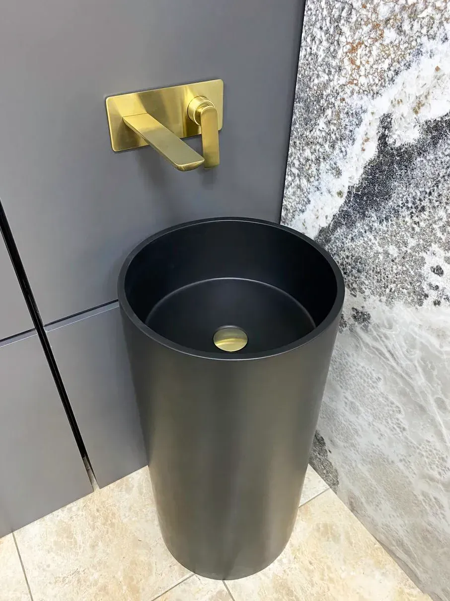 Умывальник напольный VBI Catania 385х385 круглый с переливом Черный матовый (VBI-019021)