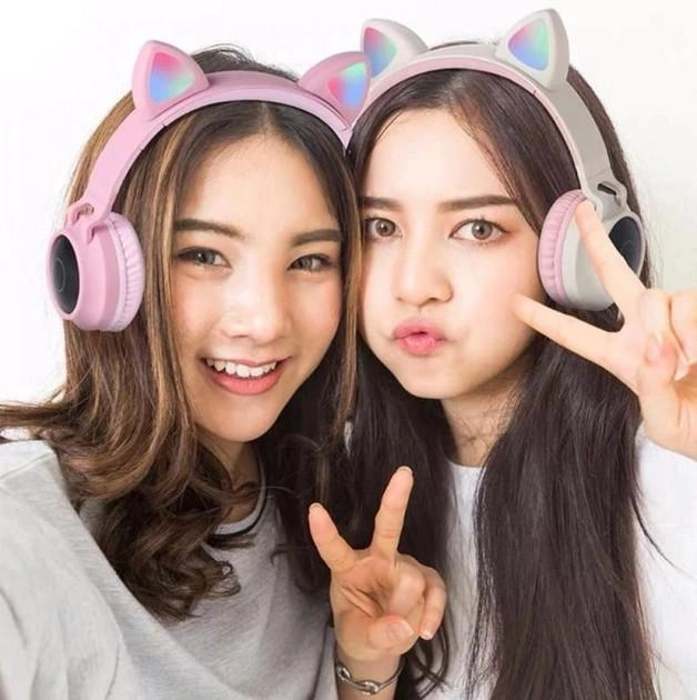 Наушники беспроводные c LED подсветкой Bluetooth HOCO W27 Cat Ear Wireless Headphones Grey (401240274) - фото 9