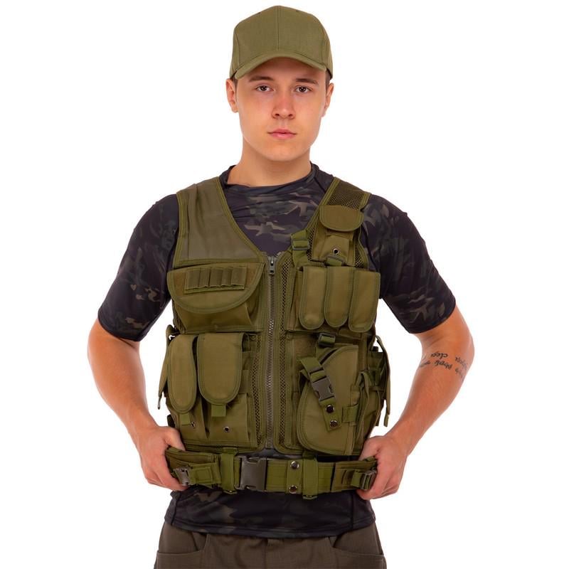 Розвантажувальний жилет універсальний на 8 кишень SP-Sport Оливковий (ZK-27) - фото 2 Розвантажувальний жилет універсальний на 8 кишень SP-Sport Оливковий (ZK-27) - фото 2