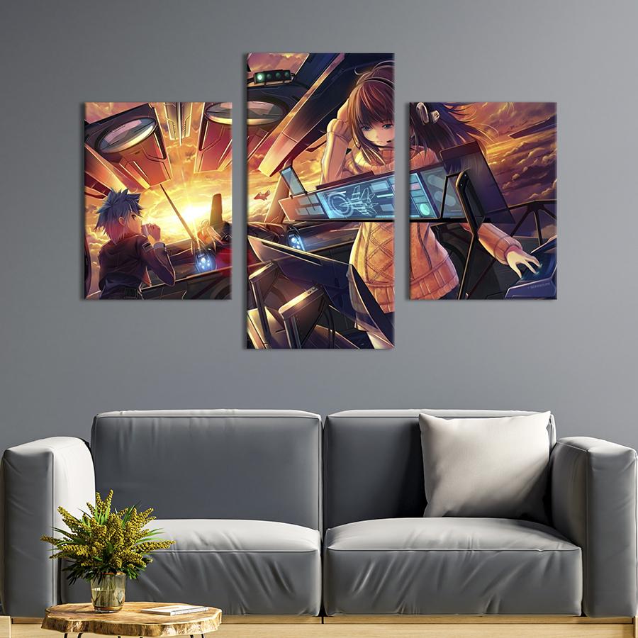 Картина на холсте триптих Техно-аниме 66x40 см (1421-32)