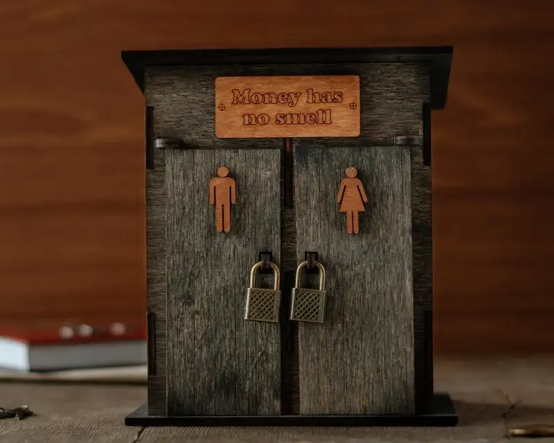 Скарбничка-туалет дерев'яна 18х14х11 см Чорний (piggy_bank-3) - фото 5