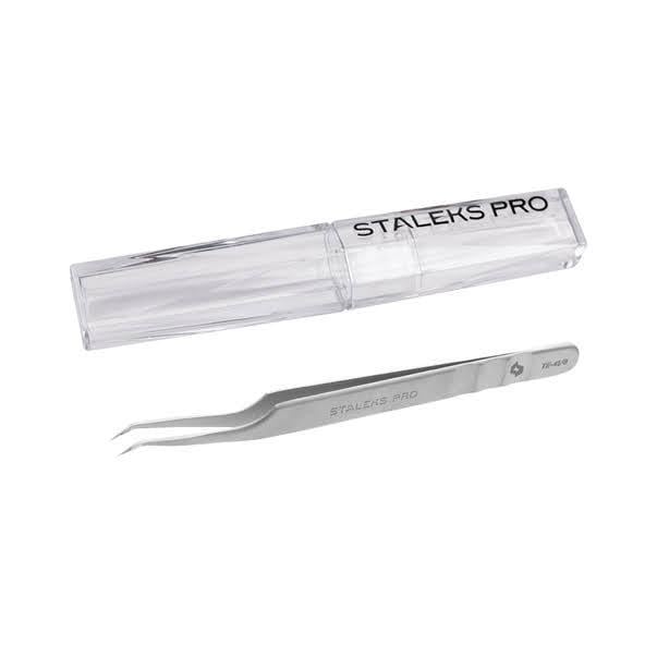 Пинцет профессиональный STALEKS Expert 41/8 mini L для наращивания ресниц