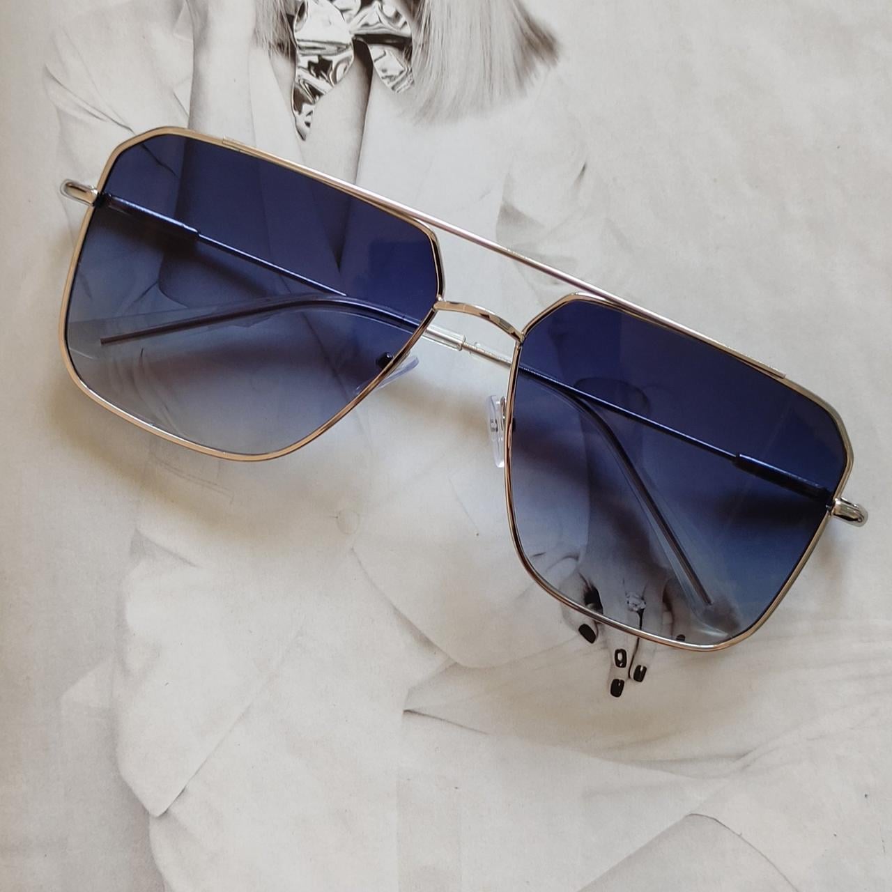 Очки квадратные авиаторы в тонкой оправе Синий