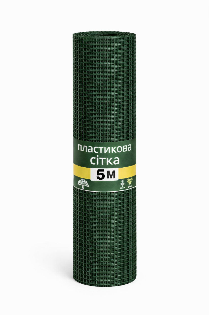 Сетка пластиковая Клевер для заборов и сада 13х13 мм/1х5 м Темно-зеленый (32368213)
