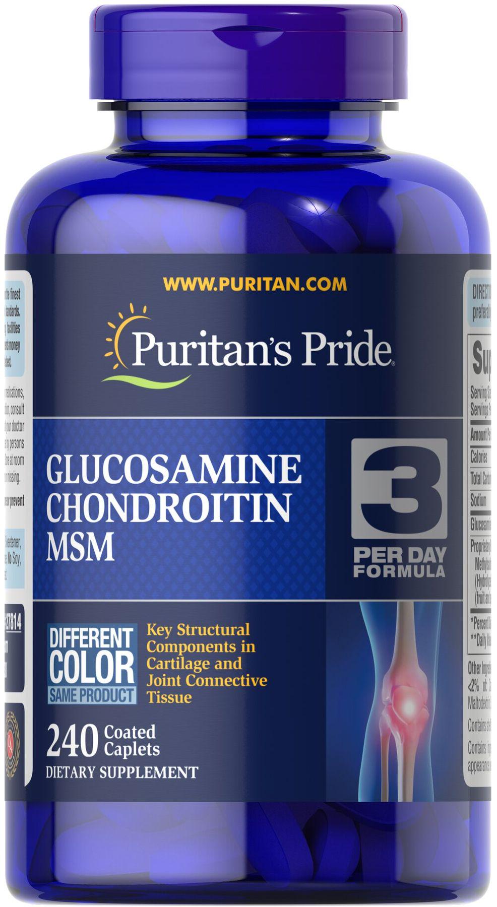 Глюкозамин, хондроитин и МСМ Puritan's Pride Glucosamine, Chondroitin MSM-3 Per Day Formula 240 caps Глюкозамин, хондроитин и МСМ Puritan's Pride Glucosamine, Chondroitin MSM-3 Per Day Formula 240 caps