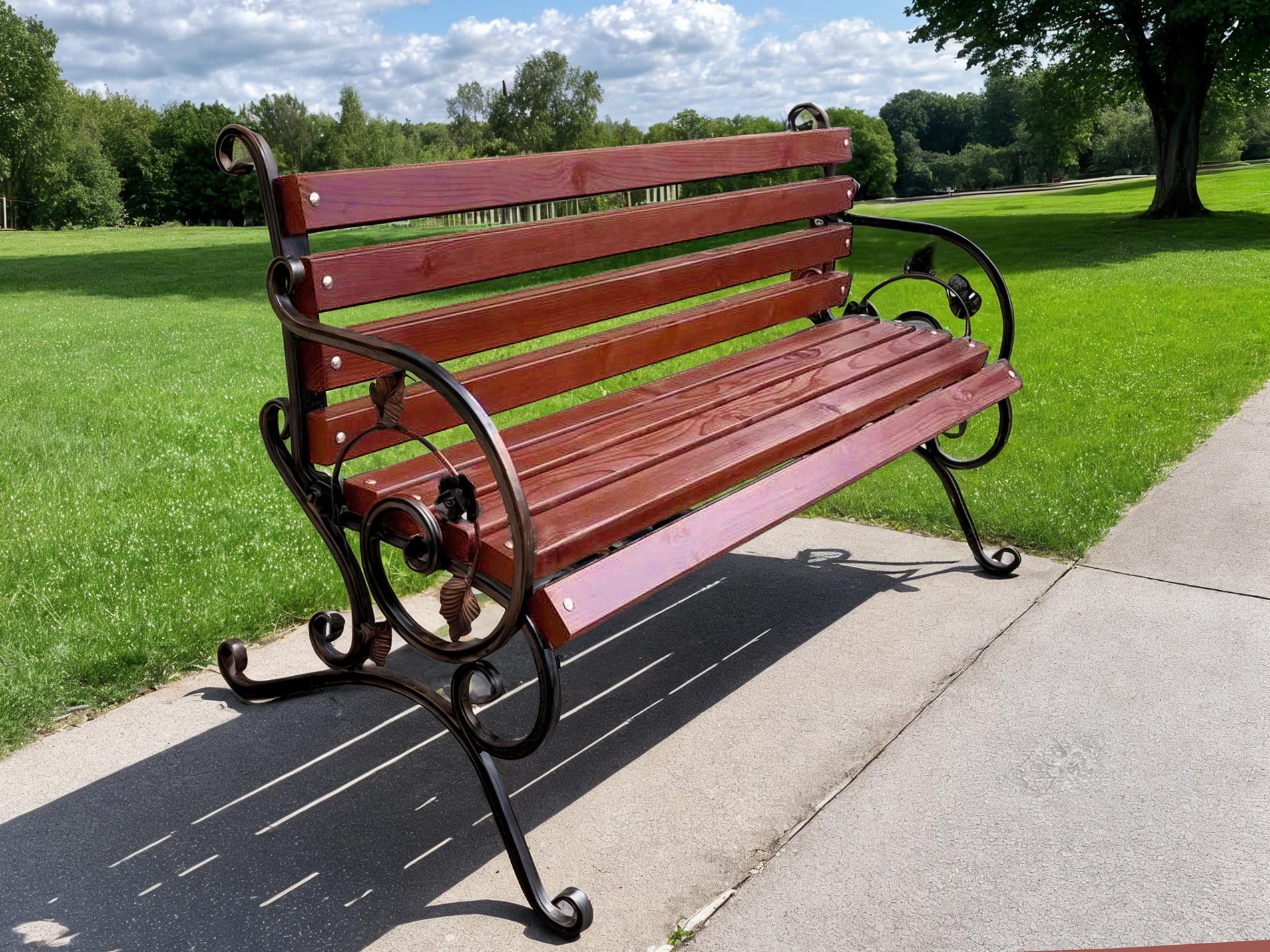 Скамейка садовая кованая Tobi Sho Камелия с подлокотниками 130 см Макасар - фото 2