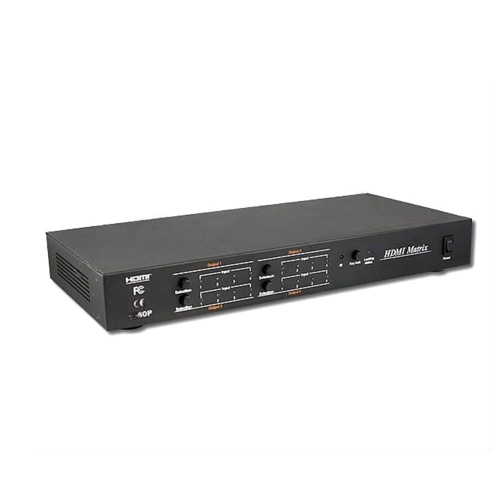 Видеокоммутатор матричный сигналов HDMI 4х4 с ИК пультом управления 4х HDMI Черный