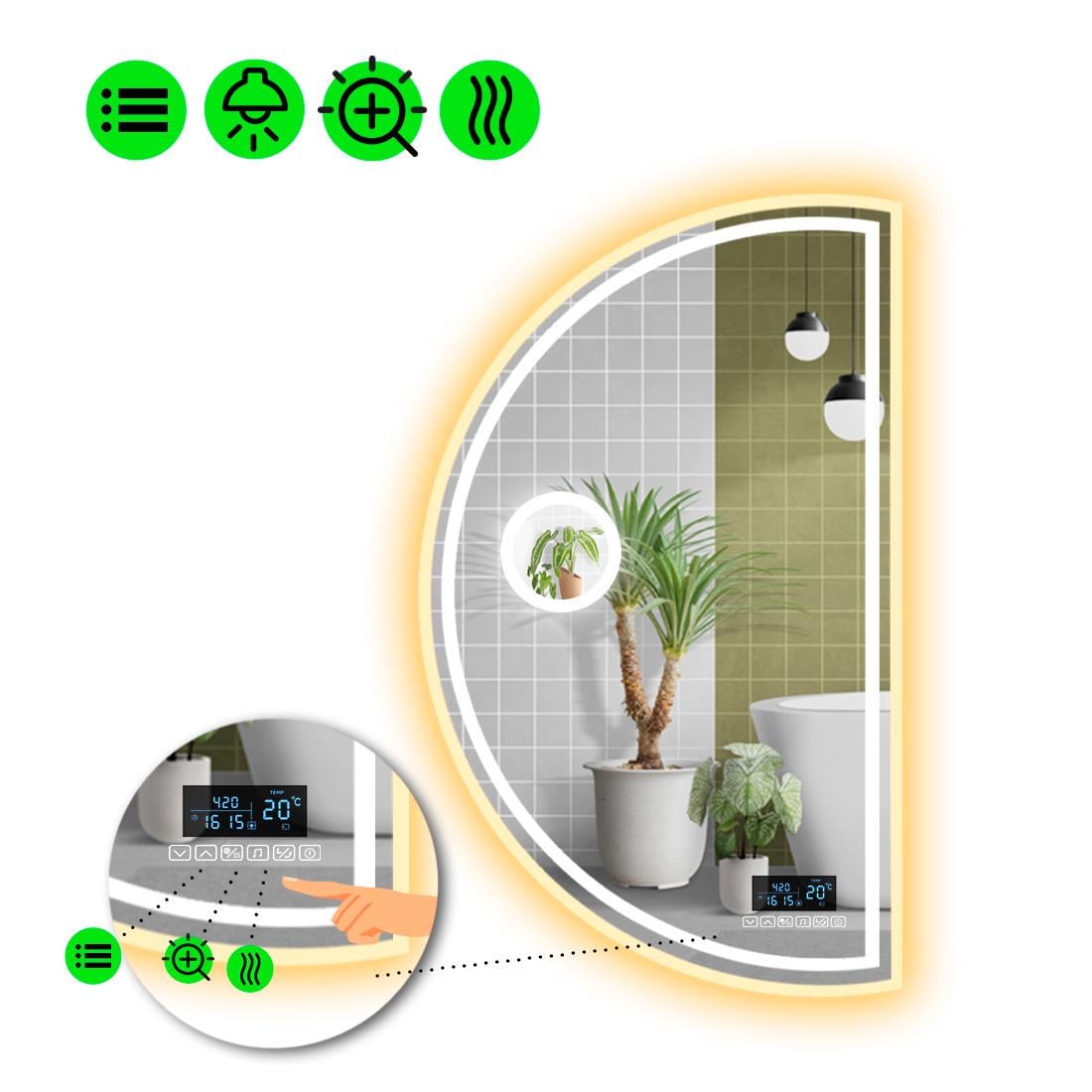 Зеркало с LED подсветкой Parette 4 с Smart-блоком 80x40 см (8994807)