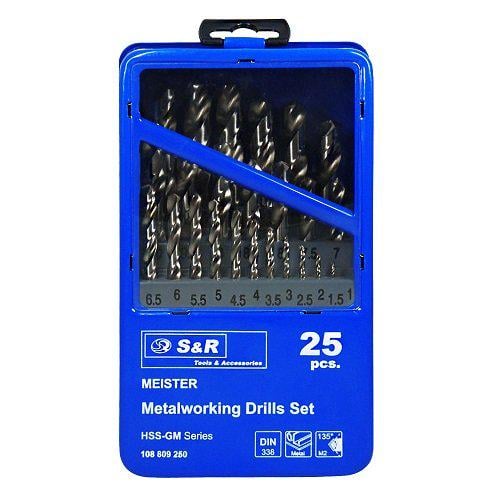 Набір свердел по металу S&R Meister 25 шт. (108809250) Набір свердел по металу S&R Meister 25 шт. (108809250)