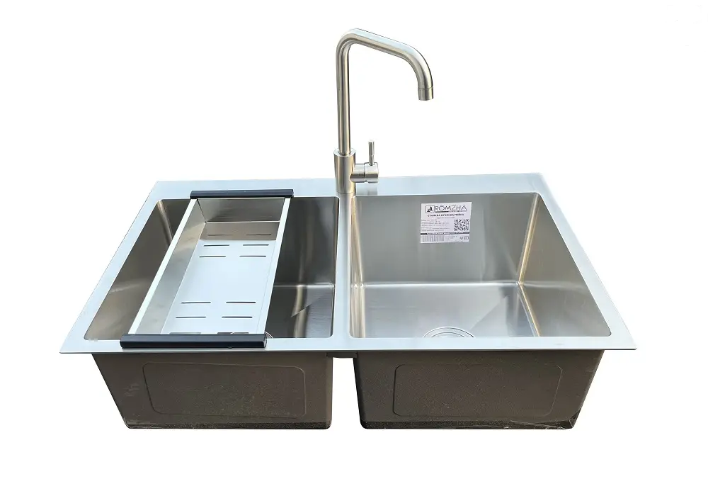 Комплект мойка с смесителем Romzha Arta U-750D(B) 800х500 мм (12449511)