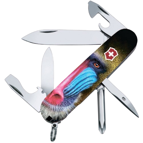 Нож складной многофункциональный Victorinox TINKER ANIMAL Обезьяна Мандрил 13 функций 91x26x14 мм (Vx14603.3_F1070pw)