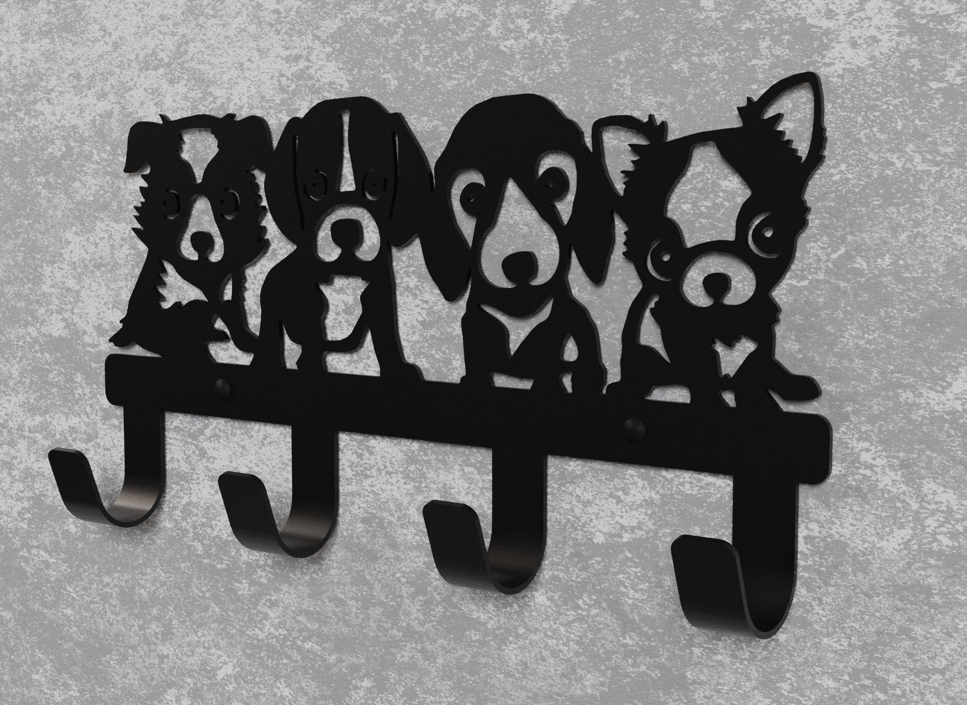 Вішалка настінна Loft-Craft Щенята з металу Чорний (AM-003-bk) - фото 2 Вішалка настінна Loft-Craft Щенята з металу Чорний (AM-003-bk) - фото 2