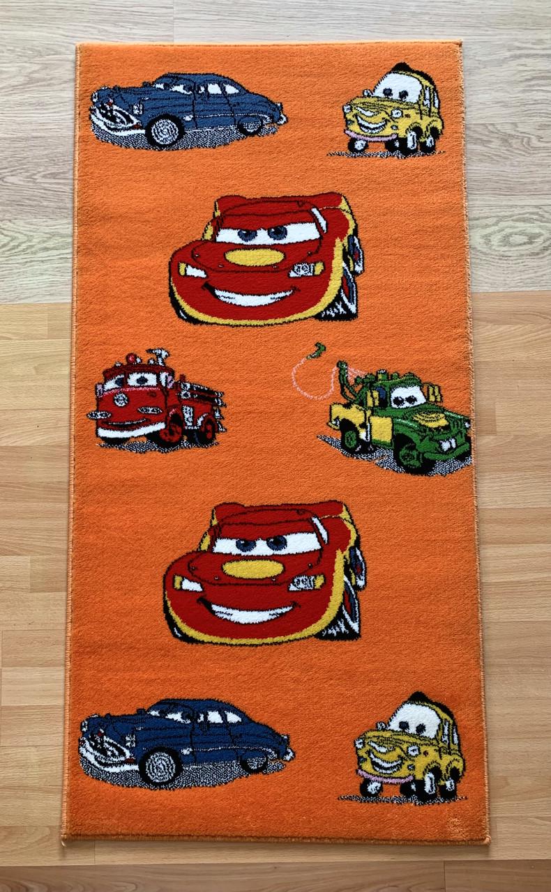 Ковер детский с машинками Тачки A727A прямоугольный для комнаты 70x140 см Оранжевый (2644425213)