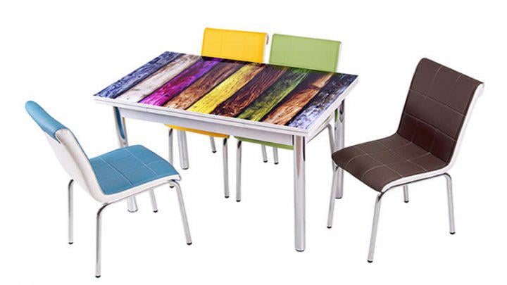 Комплект обідніх меблів Renkli стіл ДСП/загартоване скло/4 стільці