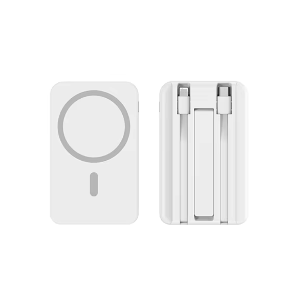 Павербанк беспроводной магнитный с быстрой зарядкой с откидной подставкой 10000 mAh White (Powerbank_8_White) - фото 4