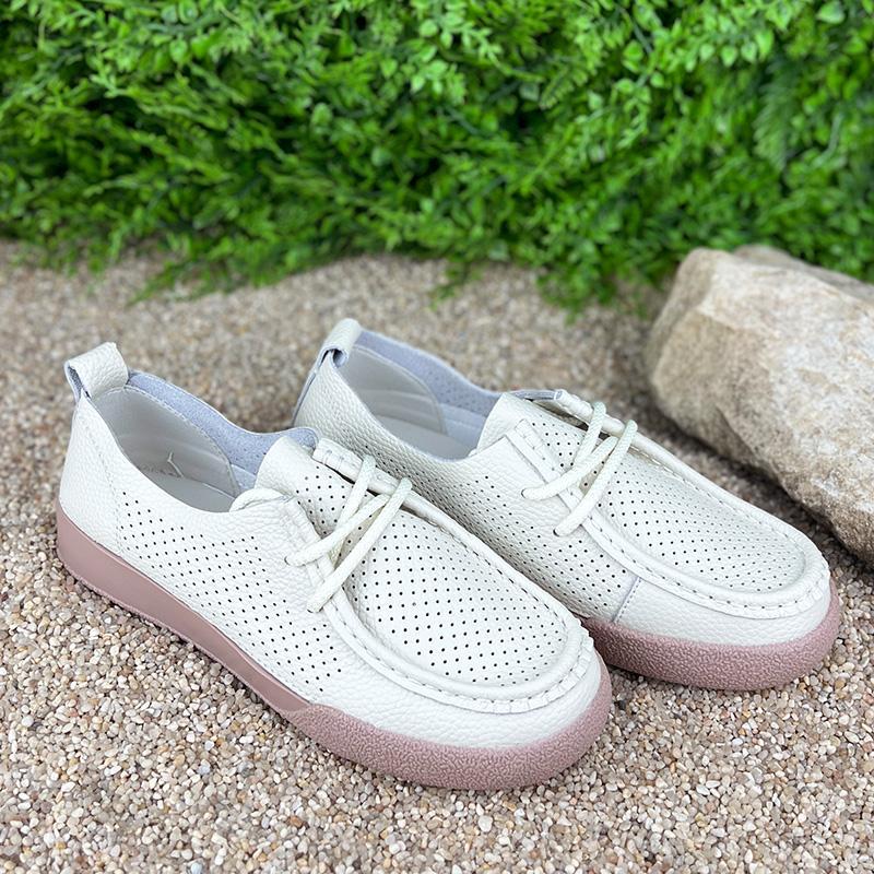 Мокасини жіночі перфоровані шкіряні Е-007035-1 p. 36 23 см Бежевий - фото 3 Мокасини жіночі перфоровані шкіряні Е-007035-1 p. 36 23 см Бежевий - фото 3