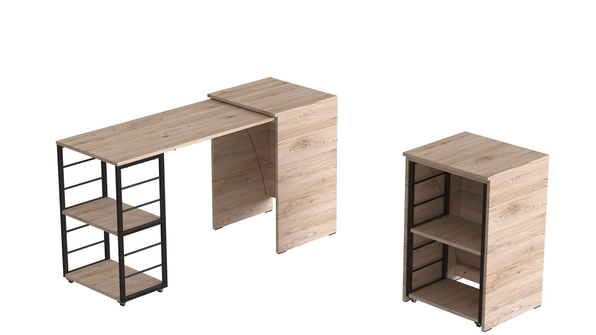 Стол-тумба трансформер Ferrum-decor Смарт 2/1 металл/ДСП 16 мм 750x1450x500 мм Черный/Дуб Сонома (FRD-105098) - фото 5