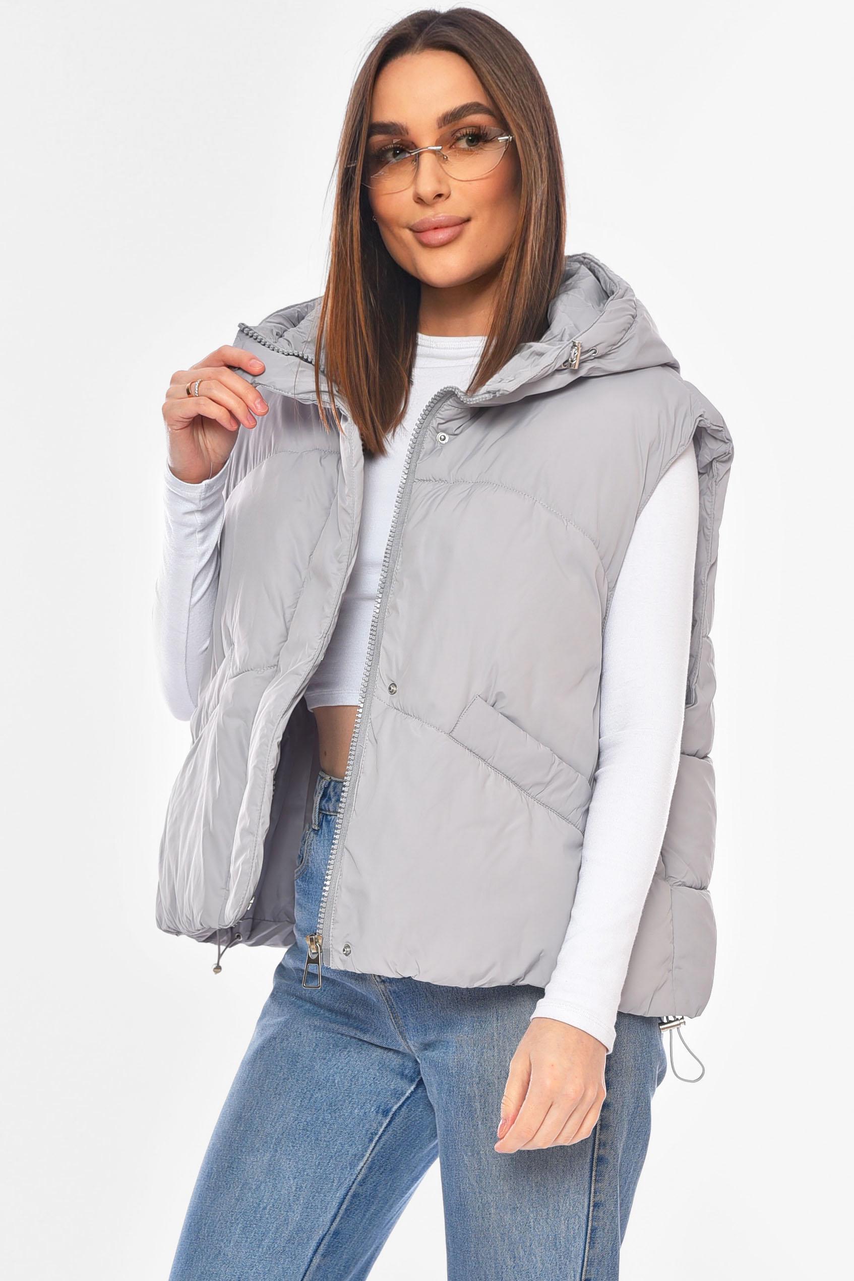 Жилетка жіноча однотонна 200310 S Сірий - фото 2 Жилетка жіноча однотонна 200310 S Сірий - фото 2