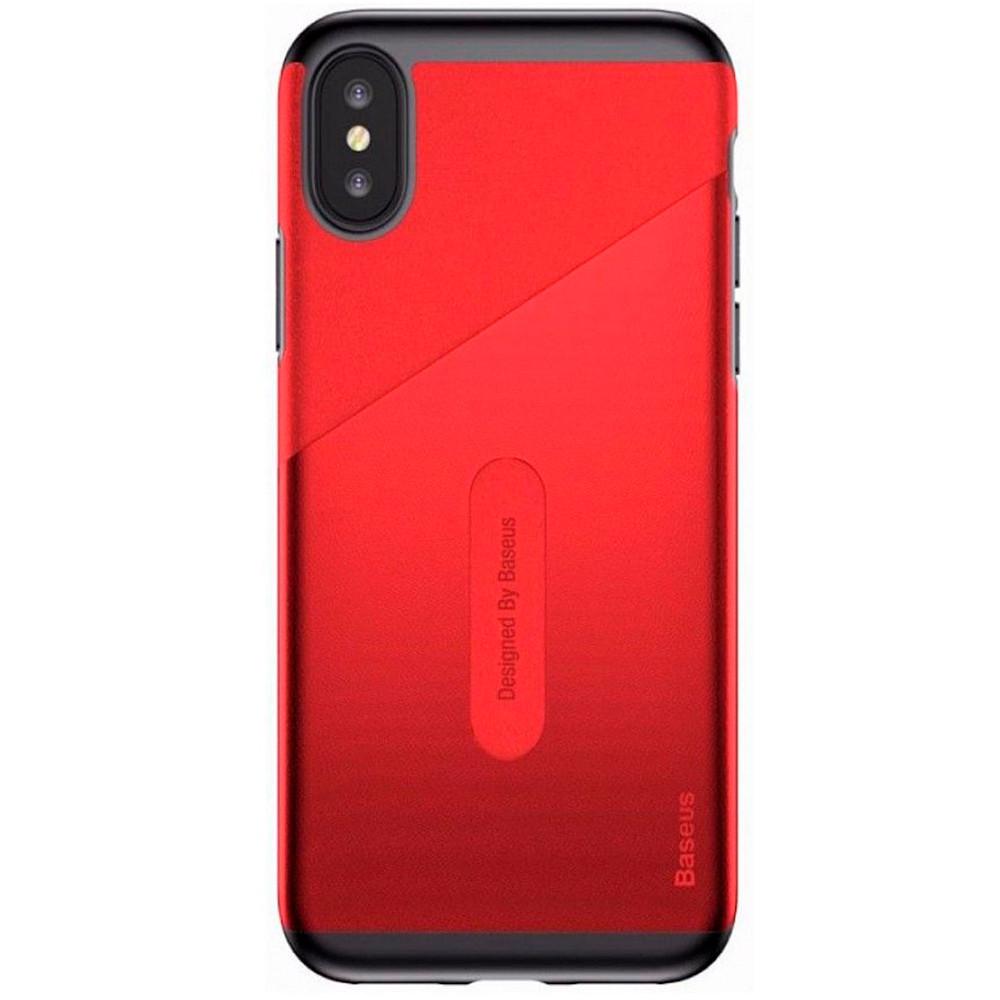 Чохол-накладка з тримачем для карт Baseus Card Pocket Series Case for iPhone X, Red