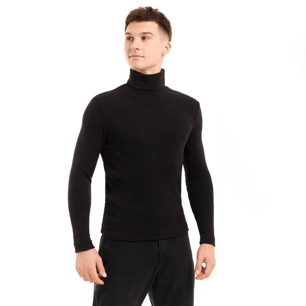 Гольф чоловічий Pobedov Prestige в рубчик приталений L Чорний (26485/2)