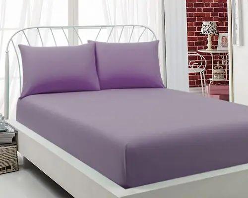 Простыня махровая Anisa с 2 наволочками на резинке из хлопка 220х240 см 180 г/м2 Сиреневый (opt-21486)