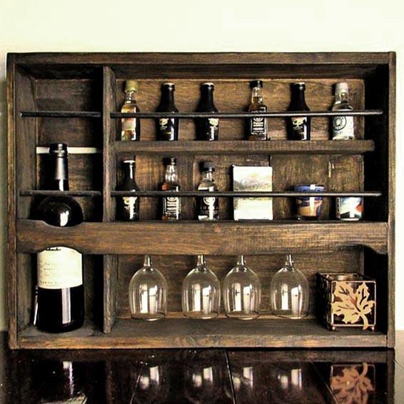 Полка для вина настенная из дерева Нагоя Сепия (ПНК-003408)