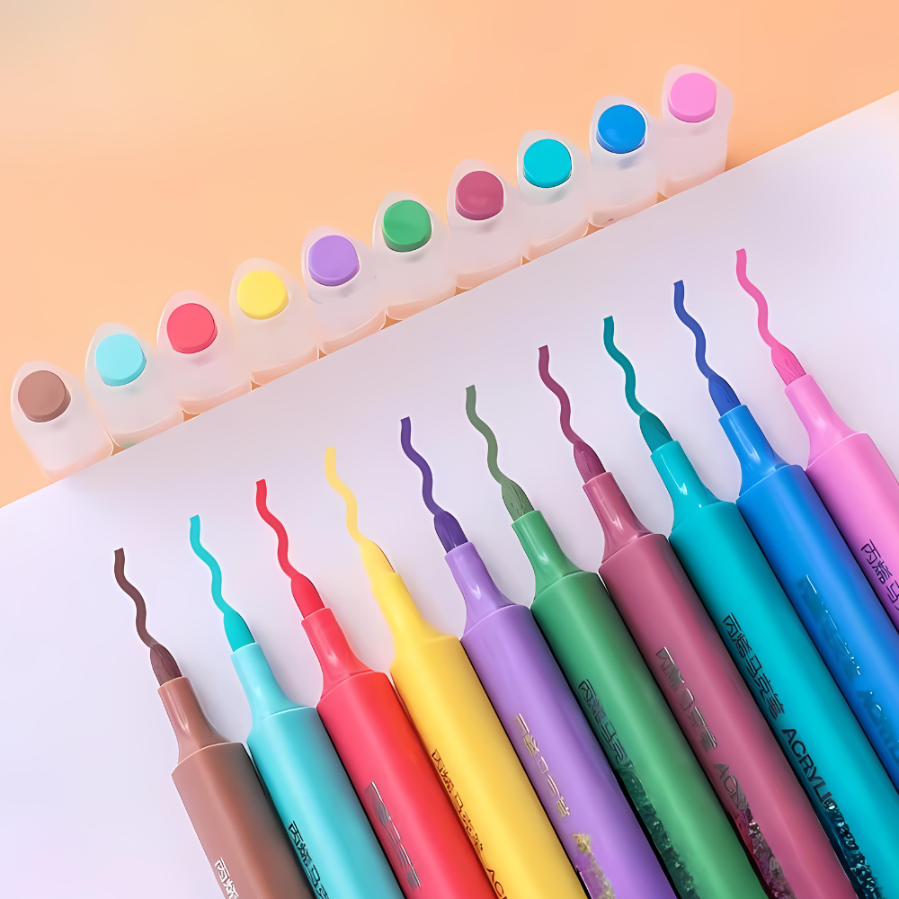 Набір акрилових маркерів  для малювання та творчості  для тканини дерева та кераміки в пластиковому кейсі 48 шт. - фото 4