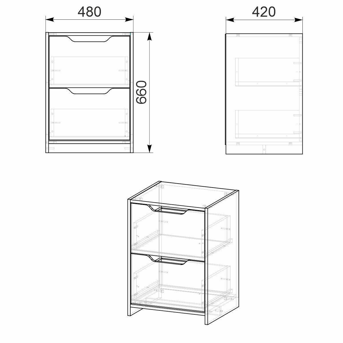 Тумба прикроватная МеблиКо ПКТ-9 48х42х66 см Орех (k-1721-5) - фото 2