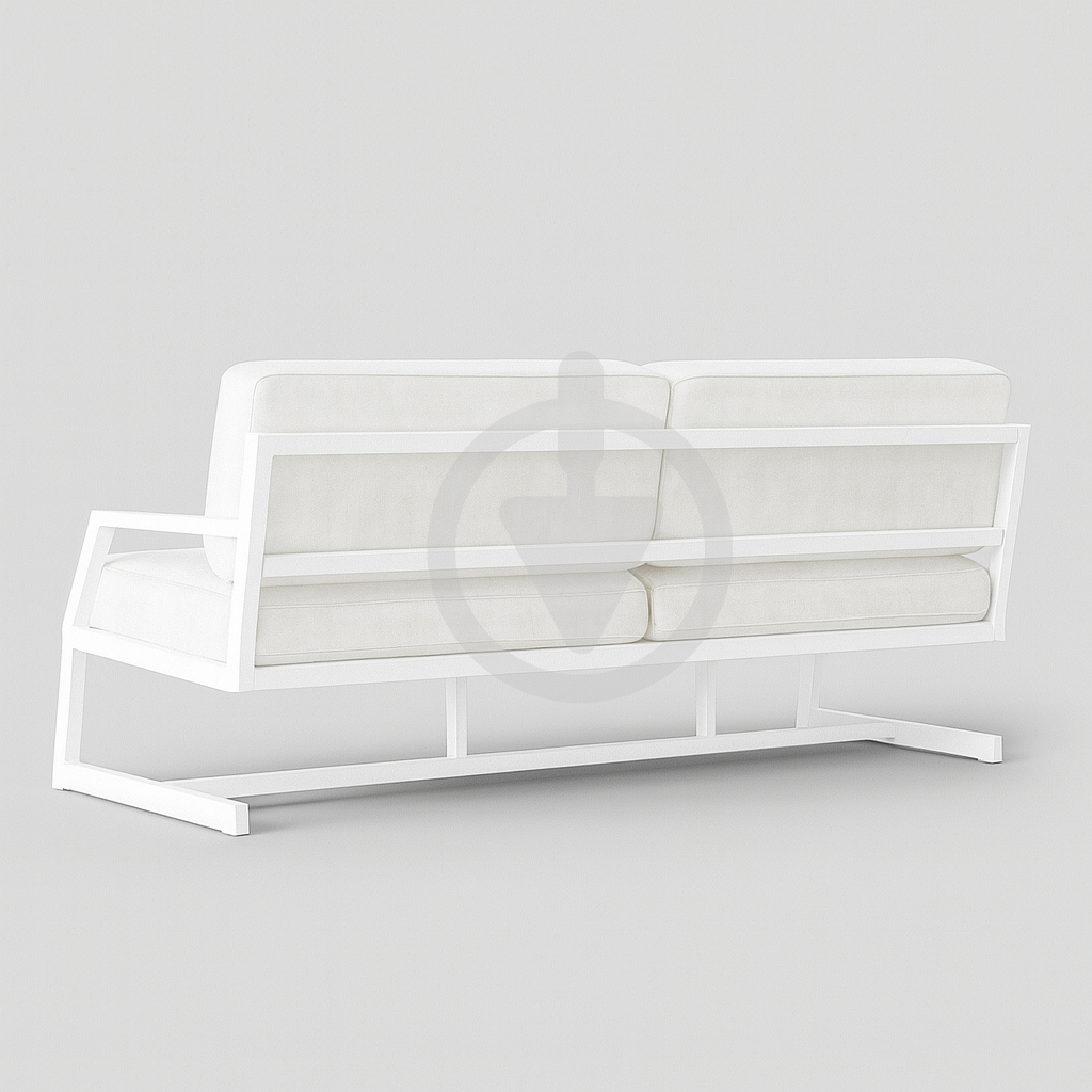 Диван металевий AVVS tech Атлас вуличний лофт рогожка з підлокотниками 126 см Білий/Білий (30222776) - фото 3