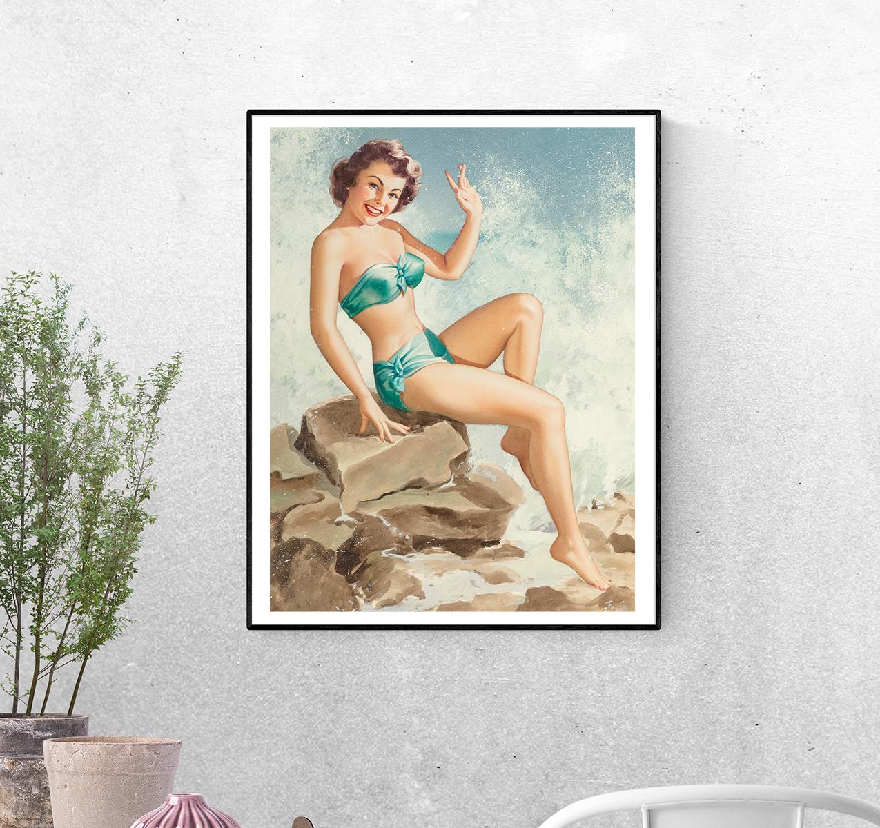 Постер Русалка на камне. Перл Алиса Фруш формат А-1 (pin_up010140_Poster)