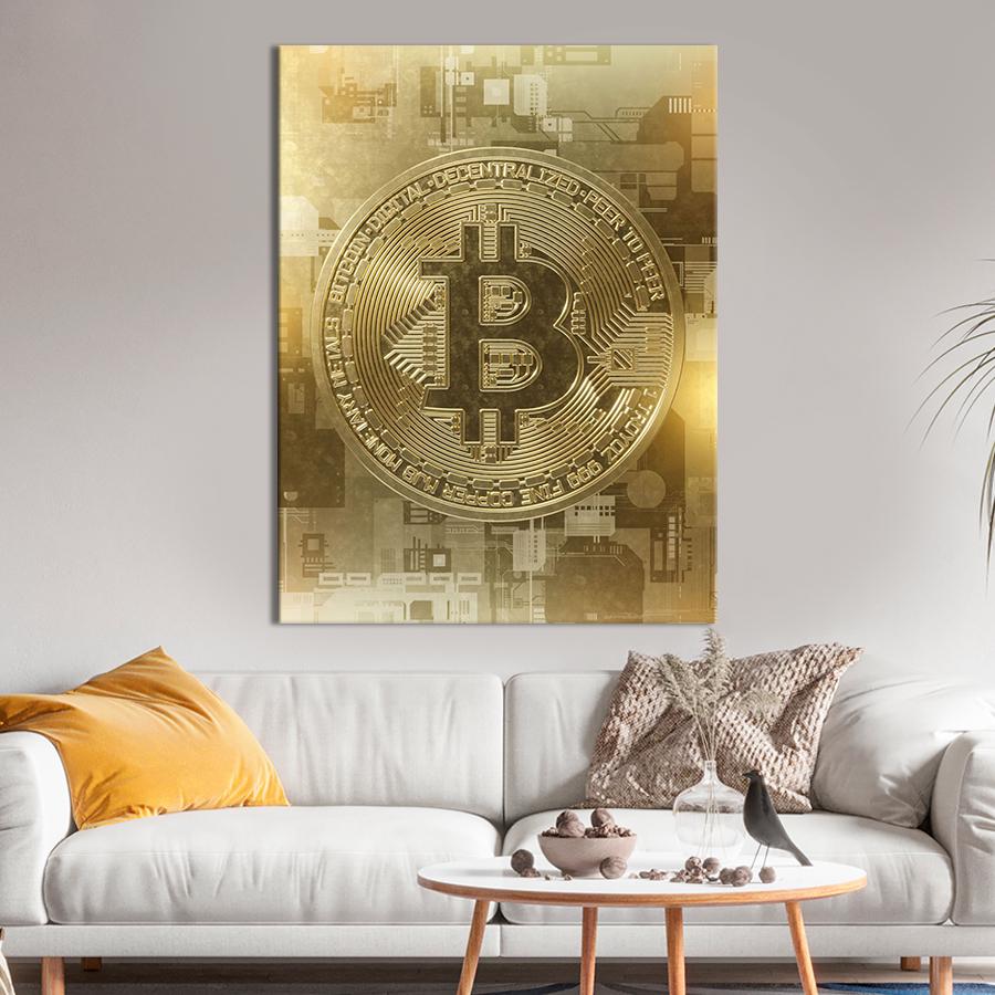 Настенний декор Золотой биткоин 107x80 см (YM-17) Настенний декор Золотой биткоин 107x80 см (YM-17)