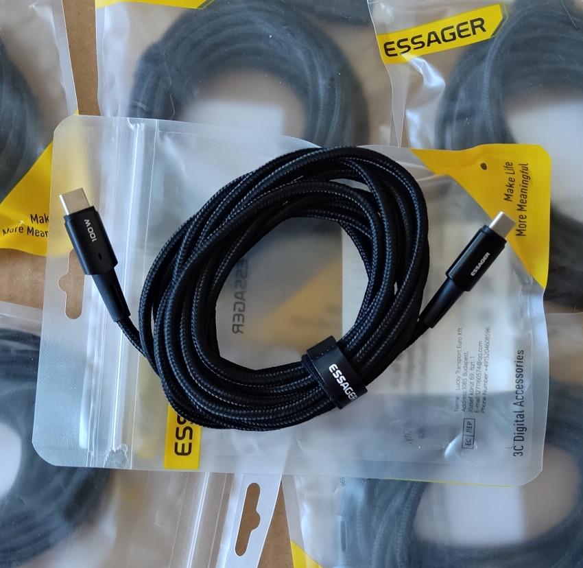 Кабель Essager 100W Type-C/Type-C 677974318773 3 м Black (25043147) - фото 3 Кабель Essager 100W Type-C/Type-C 677974318773 3 м Black (25043147) - фото 3