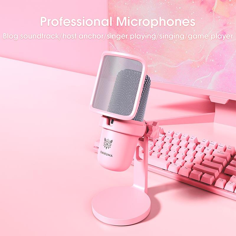 Микрофон для ПК для стриминга подкастов Onikuma USB Gaming Microphone M630 USB Pink (2592968407) - фото 3