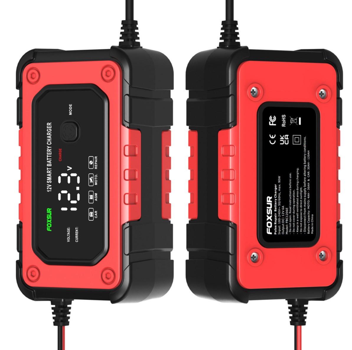Зарядний пристрій 12V/6A для всіх АКБ FOXSUR-FBC1206E-R 2в1 - фото 5 Зарядний пристрій 12V/6A для всіх АКБ FOXSUR-FBC1206E-R 2в1 - фото 5