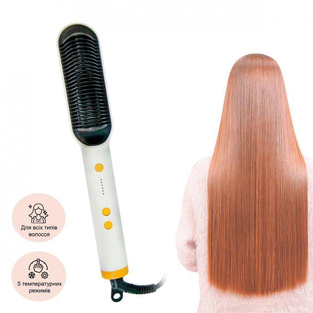 Фен-щітка для волосся Hair Straightener 909B 34 Вт Біло-золотий (7767) - фото 2