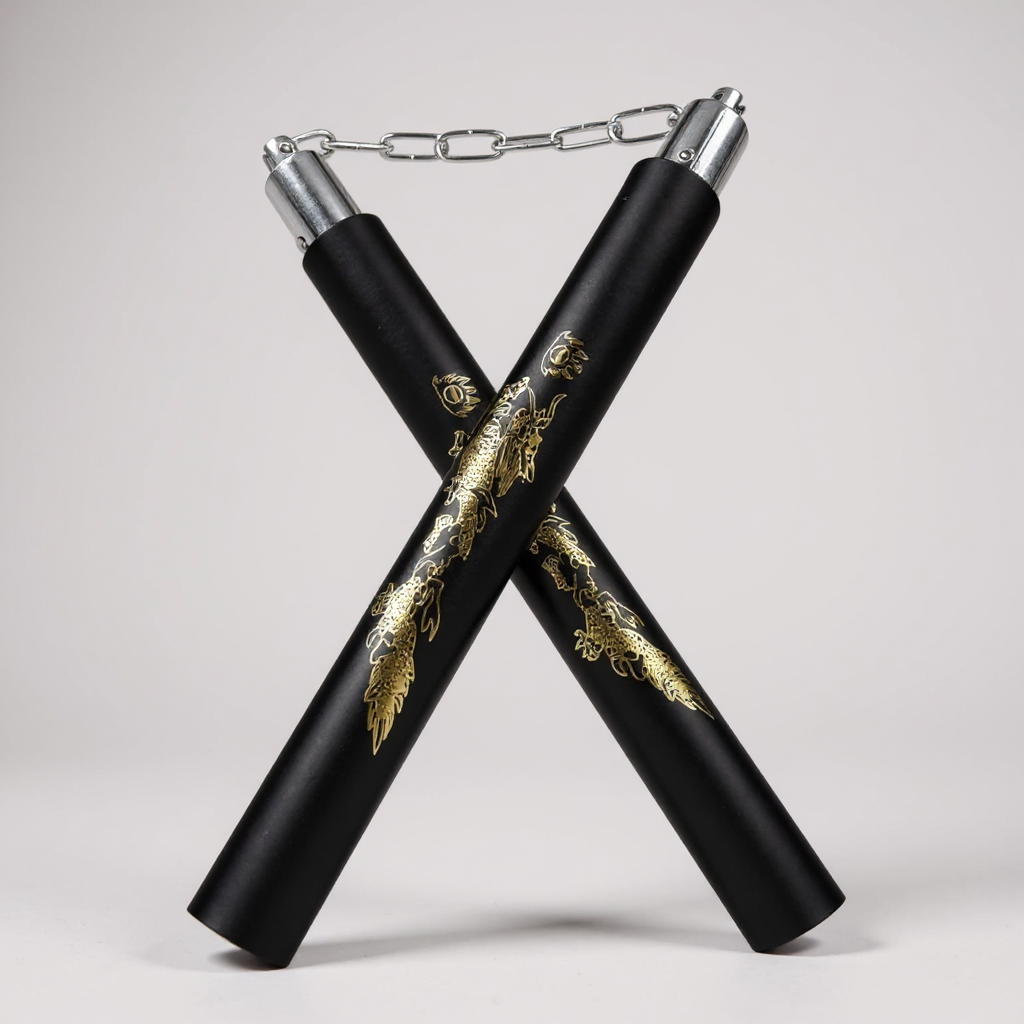 Нунчаки тренировочные Univerza Дракон с цепью неопреновым покрытием для начинающих Черный - фото 1 Нунчаки тренировочные Univerza Дракон с цепью неопреновым покрытием для начинающих Черный - фото 1