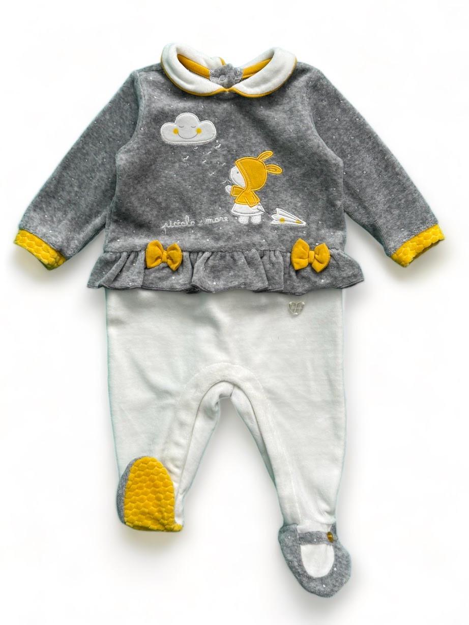 Человечек детский Chicco велюровый на кнопки 3-6 мес. 62 см Серый (2087346881)