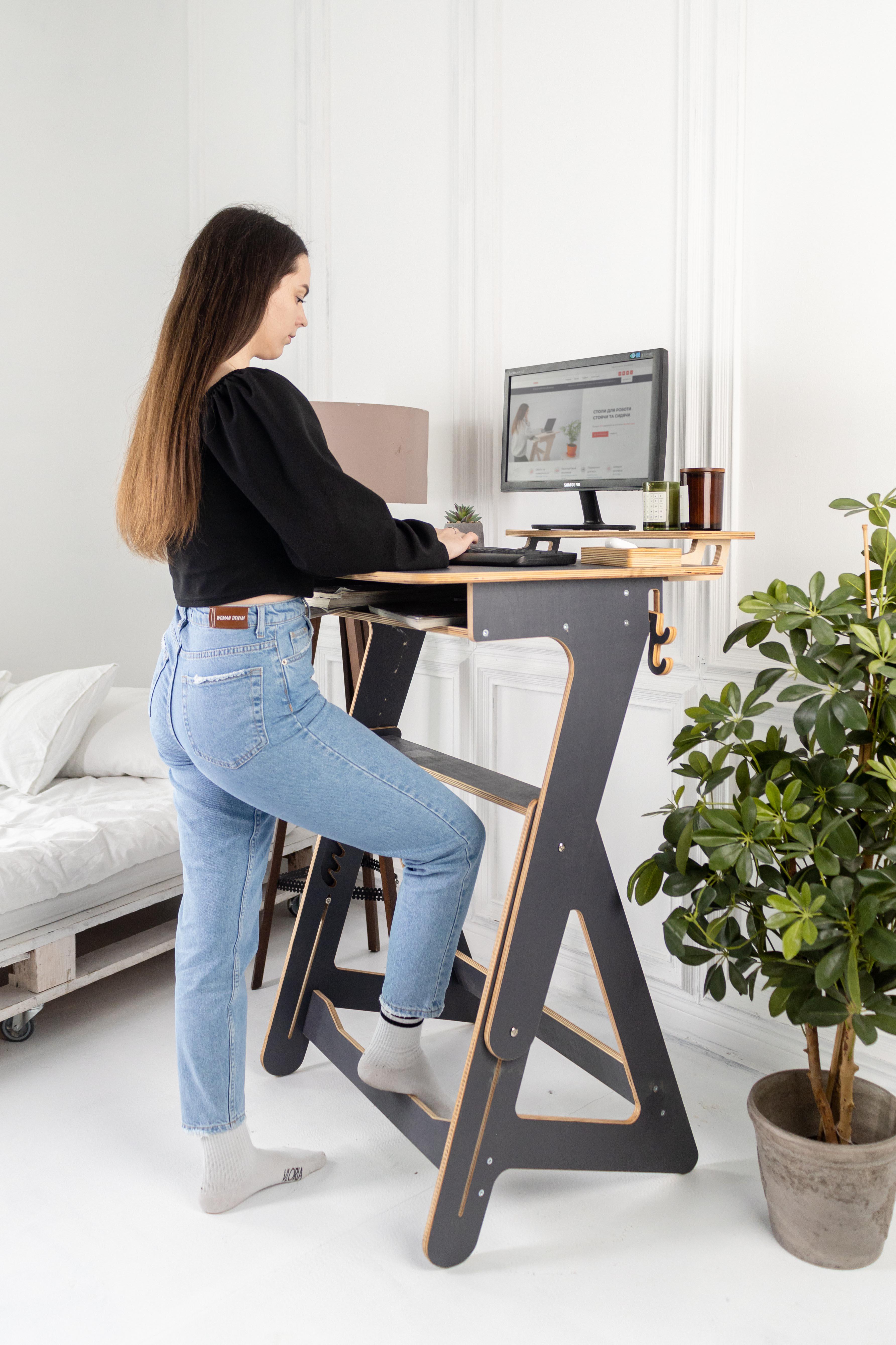 Комп'ютерний стіл Freelance Xl для роботи стоячи та сидячи з покриттям Гранітний (865468) - фото 6