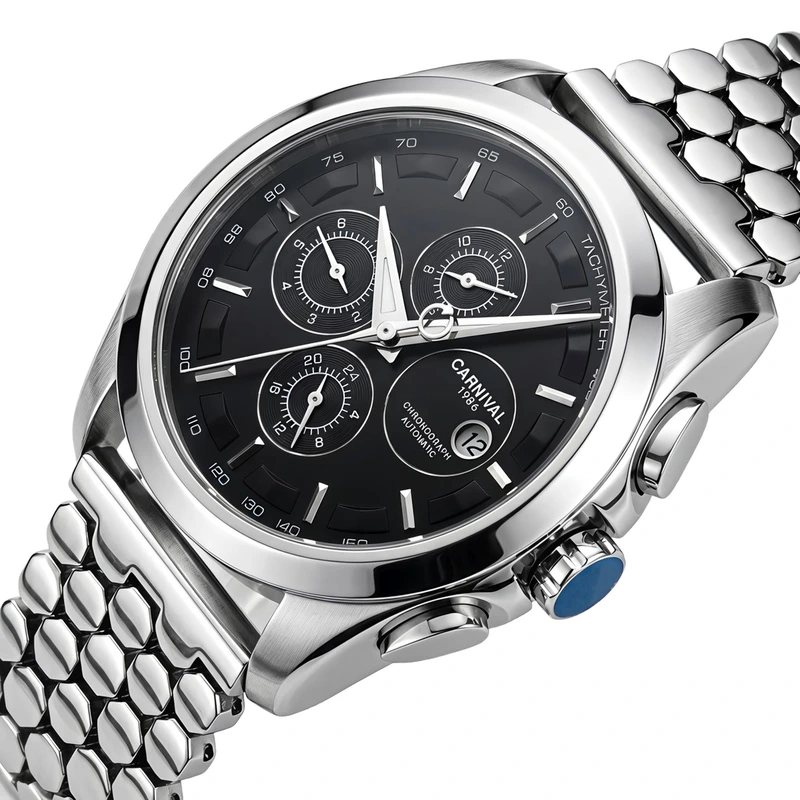 Годинник чоловічий механічний Carnival Genius Silver Honey 2 ремінці