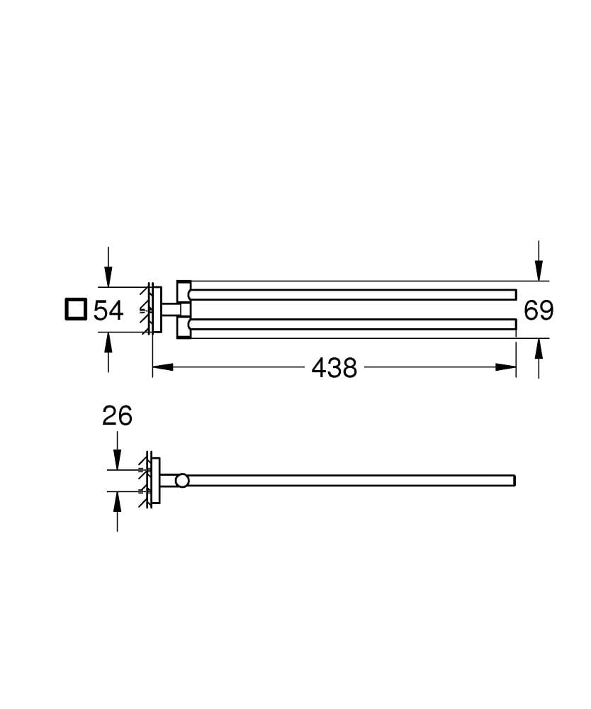 Держатель для полотенец Grohe QuickFix Start Cube 409762430 поворотный двойной Черный (227028) - фото 4