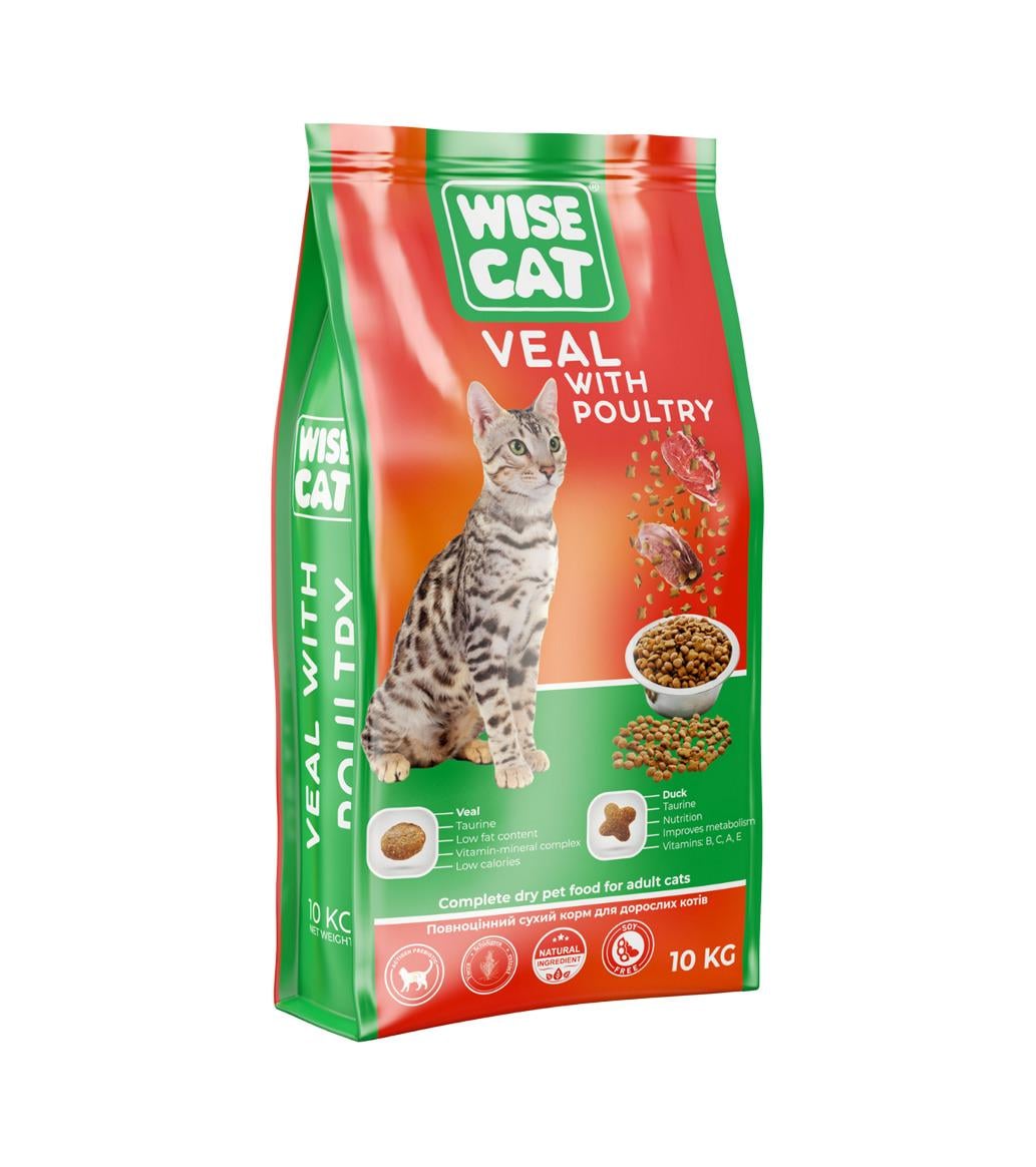 Корм для кошек сухой Wise Cat Телятина с домашней птицей 10 кг (37202558) Корм для кошек сухой Wise Cat Телятина с домашней птицей 10 кг (37202558)