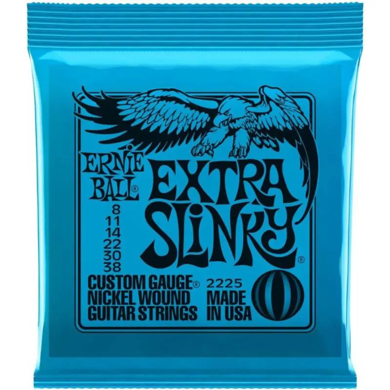 Комплект никелированных струн для электрогитары Ernie Ball 2225 Extra Slinky калибр 8-38